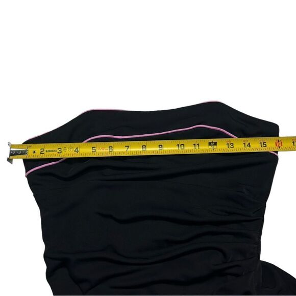 90’s Vintage Betsy and Adam Black Strapless Dress Pink Accent Asymmetrical Knee - Picture 8 of 10